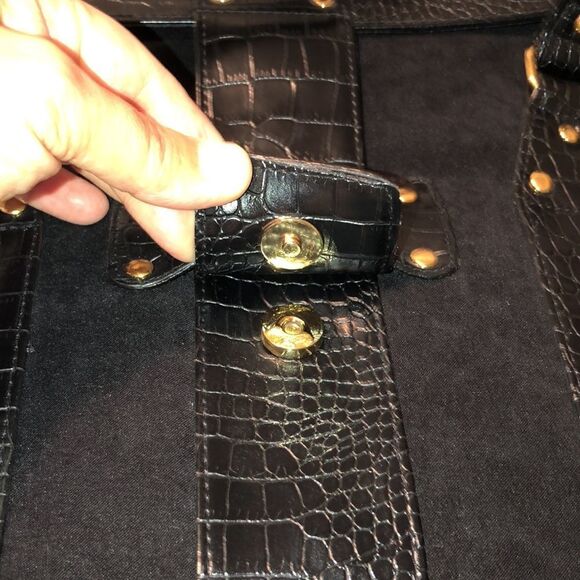 Elizabeth Arden Large Pebbled Faux Leather Suede Felt Laptop Bag Tote - Picture 6 of 13